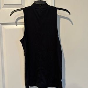 LOFT Sleeveless black ribbed mock neck tank in S